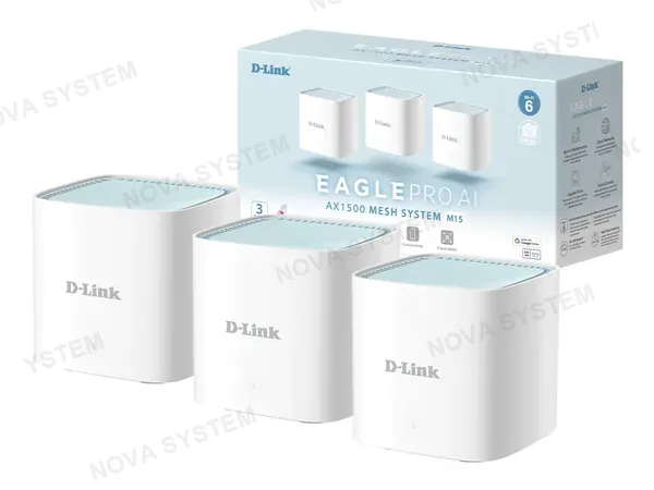 ROUTER MESH D-LINK AX1500 EAGLE PRO AI (M15-3) WI-FI 6, DUAL BAND, PACK 3 UNIDADES