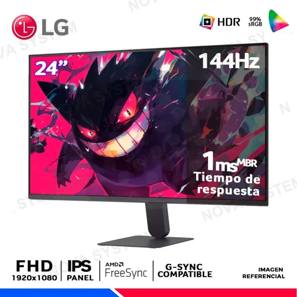 Monitor LG UltraGear G4 24G414B-B, 24" IPS, FHD, 144Hz, 1ms, Compatible Nvidia G-Sync, Amd FreeSync