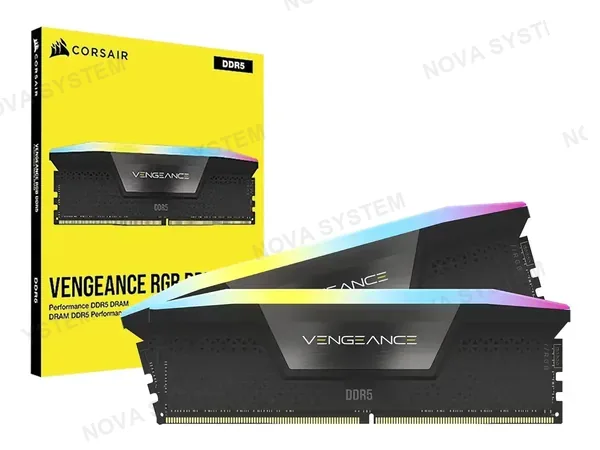 MEMORIA RAM CORSAIR DDR5 64GB (32GBX2) VENGEANCE RGB (CMH64GX5M2D5600Z40) 5600 MT/S, NEGRO, CL40