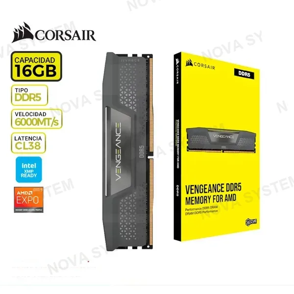 MEM. RAM CORSAIR VENGEANCE 16GB DDR5 6000MT/s, CL38