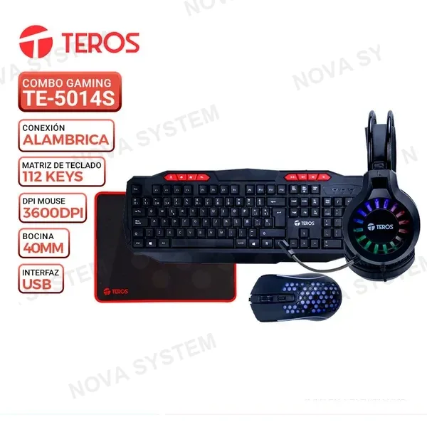 TEROS COMBO TEROS 4 EN 1 TE-5014S, TECLADO + M
