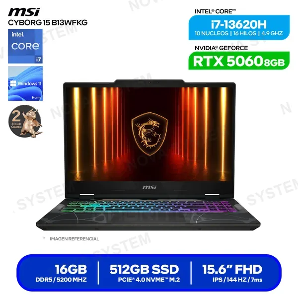 MSI ( 9S7-15Q342-1073 ) LAPTOP MSI CYBORG 15 B13WFKG ( 9S7-15Q342-1073 ) | INTE...