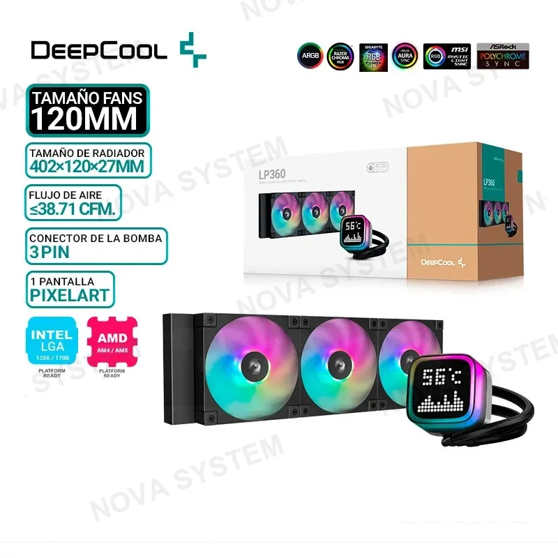 DEEPCOOL REFIRGERACION LIQUIDA DEEPCOOL LP360, PANTALLA, ARGB