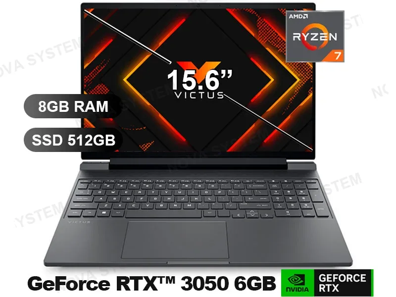 HP LAPTOP HP VICTUS GAMING 15-FB3019LA R7-7445HS/ 8GB/ SSD512/ RTX3050-6GB/ BT4F6LA