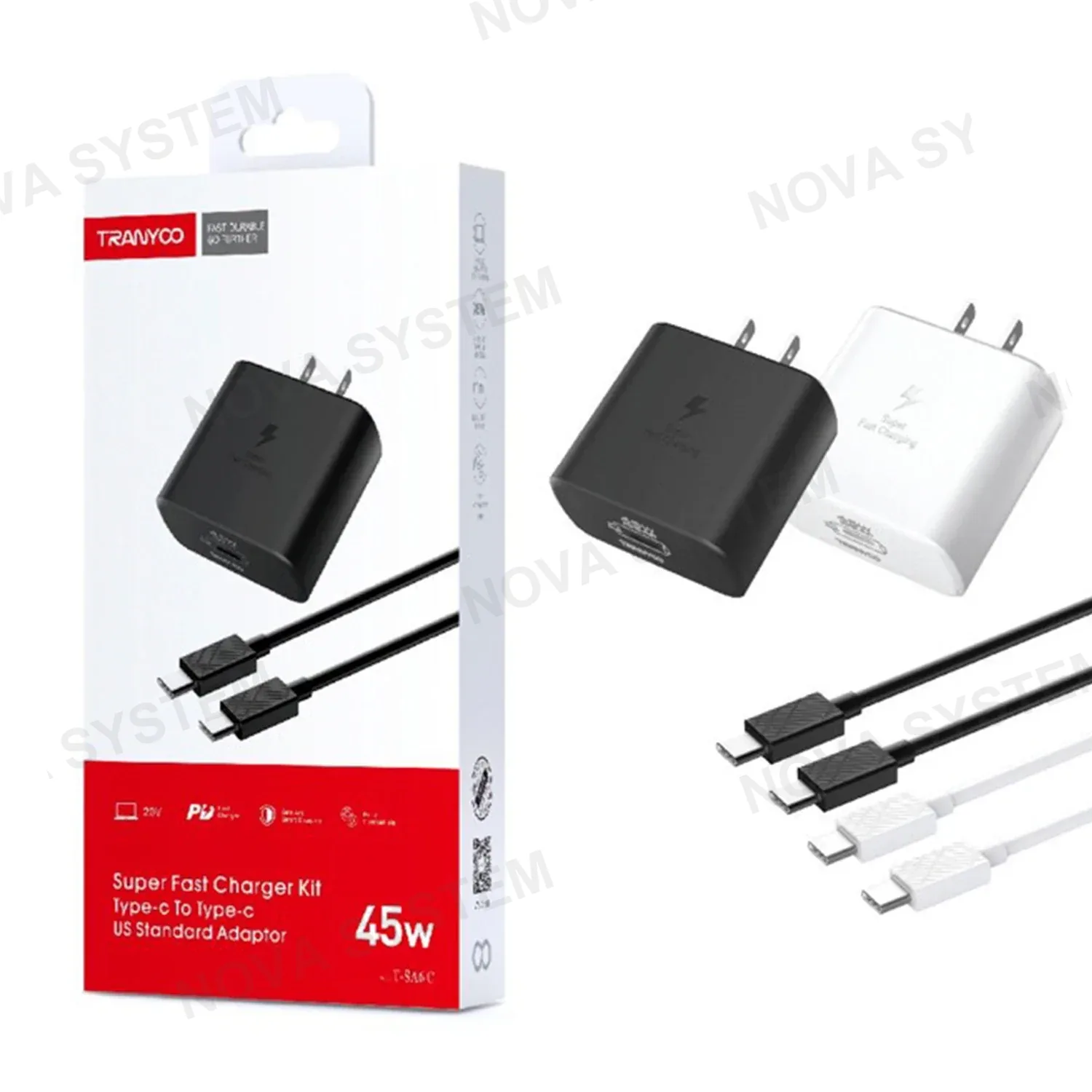 TRANYOO T-SA6C Cargador QC4.0/45W + 1.0m Cable Type-C Tranyoo