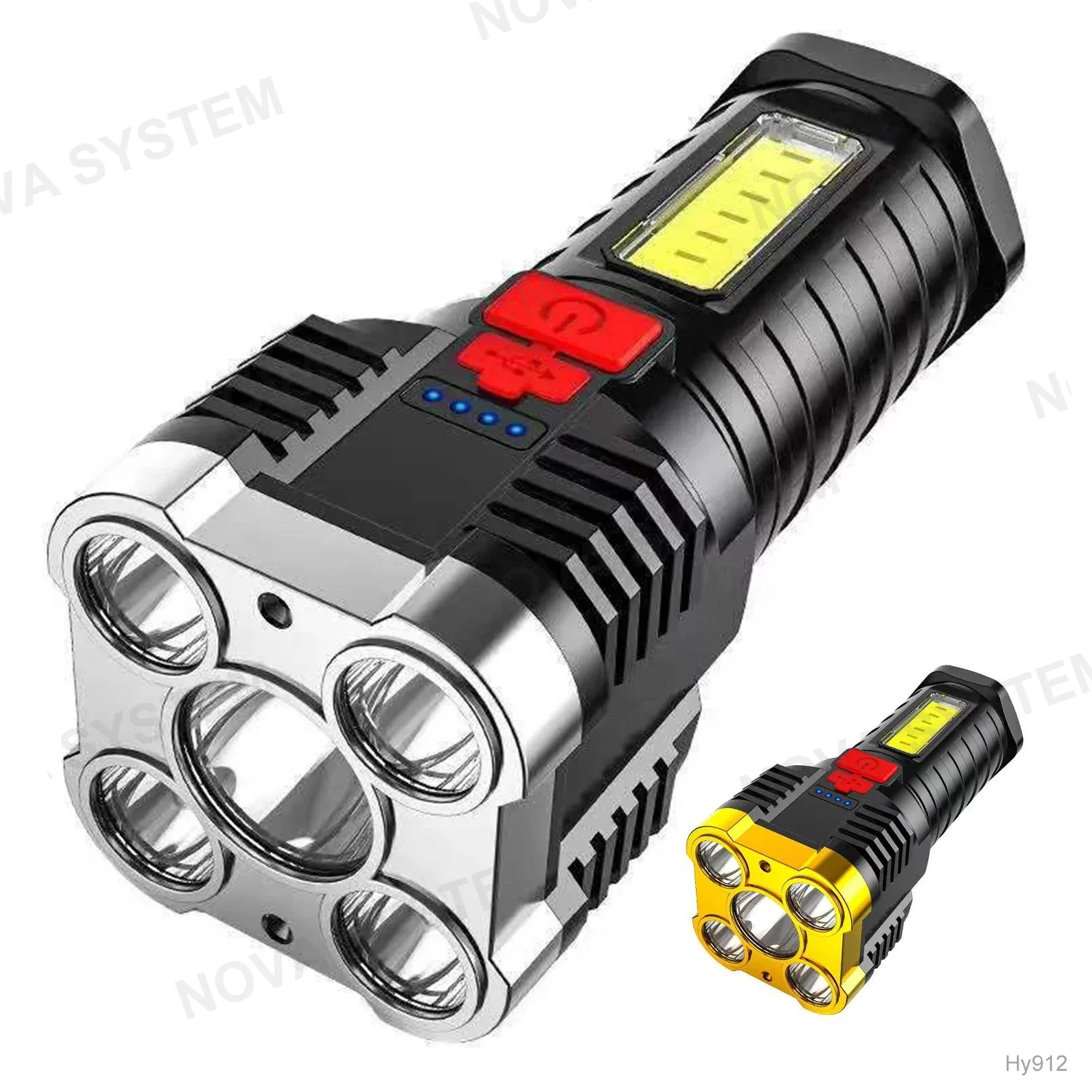 Hy912 Linterna LED Indicación de Potencia Batería Recargable