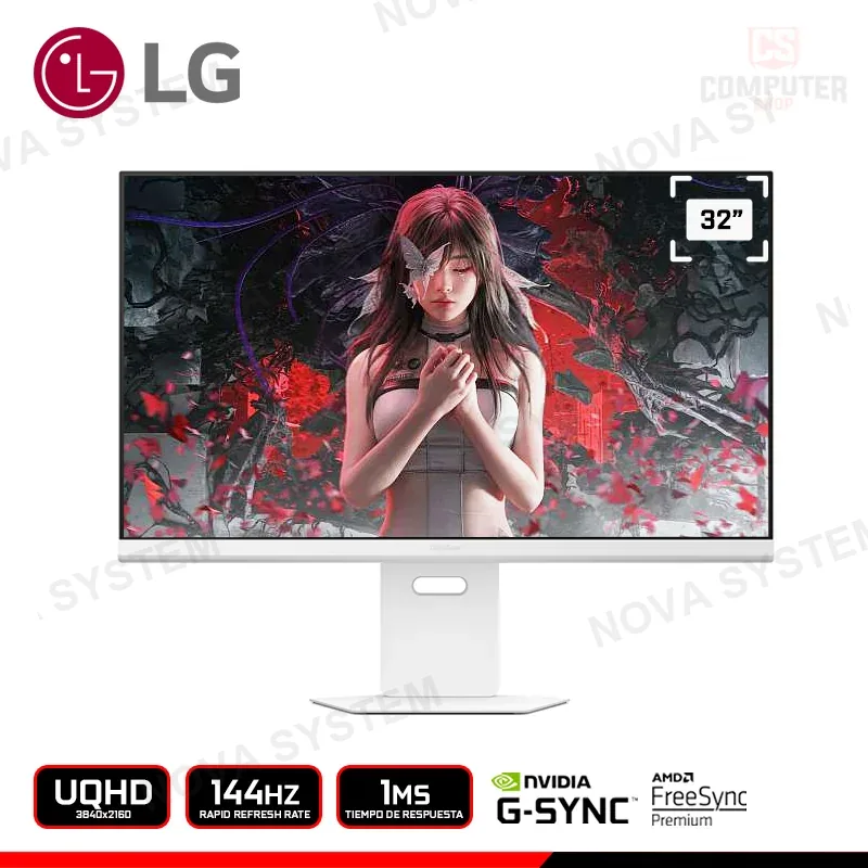 LG MONITOR UltraGear LG 32G810SA-W, 32" IPS , Smart webOS, UHD 4K, 144Hz, 1ms, Compatible G-Sync