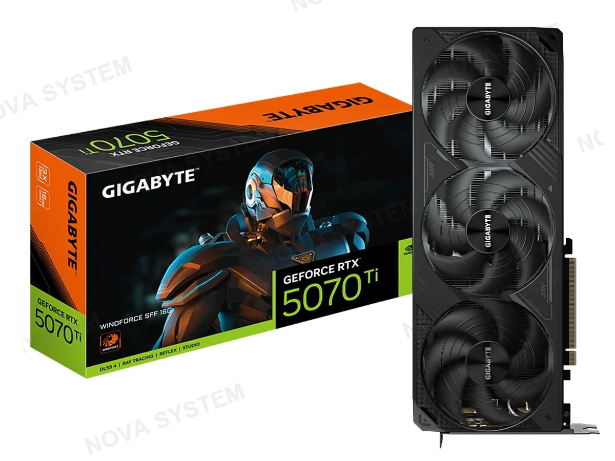 Gigabyte TARJETA DE VIDEO GIGABYTE GEFORCE RTX 5070 TI 16GB GDDR7 WINDFORCE OC V2 (GV-N507TWF3OCV2-16GD) NVIDIA 256 BITS, 3 VENTILADORES