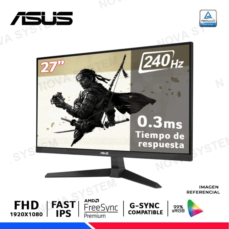 Asus Monitor Asus 27 Pulgadas Gamer Tuf Vg279qm5a (90lvg279qm5a) Gaming 240hz, 0.3ms, Fhd, Ips,1 Hdmi, Altavoces