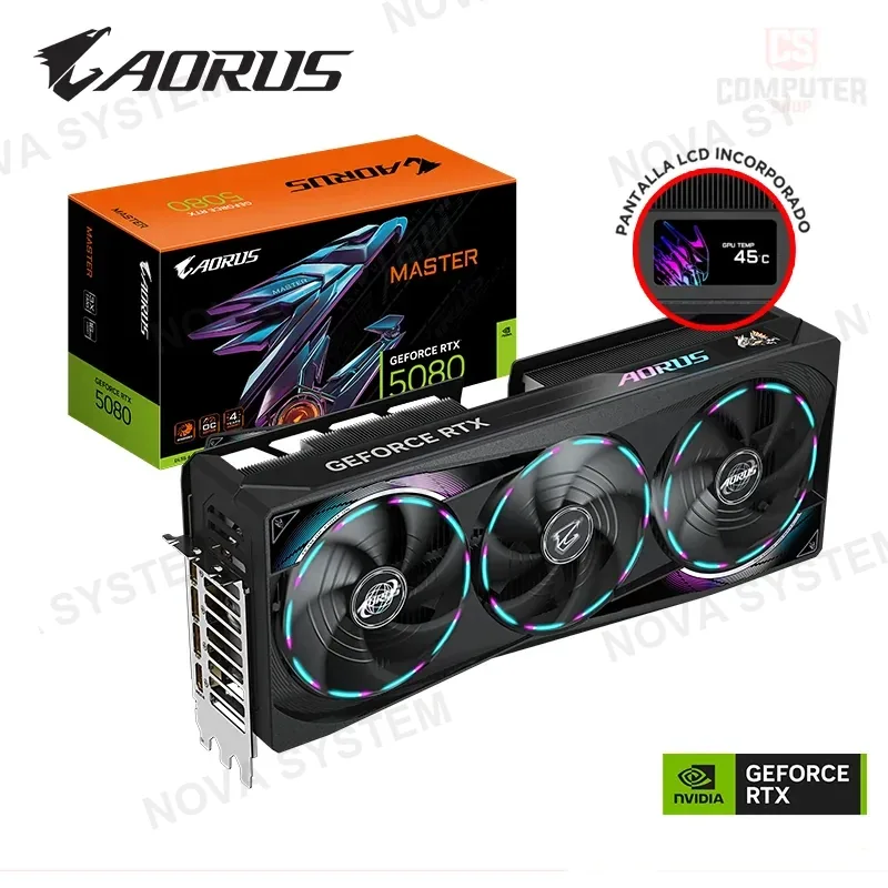 Aorus TARJETA DE VIDEO AORUS GEFORCE RTX 5080 16GB GDDR7 256BITS DLSS3 MASTER (PN:9VN5080AM-00-G10)