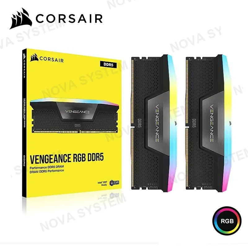 Intel MEMORIA 64GB (32GBx2) DDR5 CORSAIR VENGEANCE RGB INTEL XMP BUS 6000MHz (PN:CMH64GX5M2D6000C40)