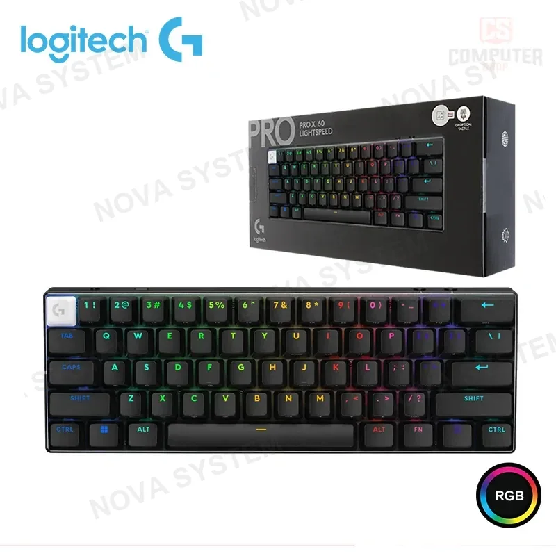 Logitech TECLADO LOGITECH G PRO X 60 LIGTHSPEED BLACK RGB MECANICO WIRELES/BLUETOOTH/WIRED USB (PN:920-011902)
