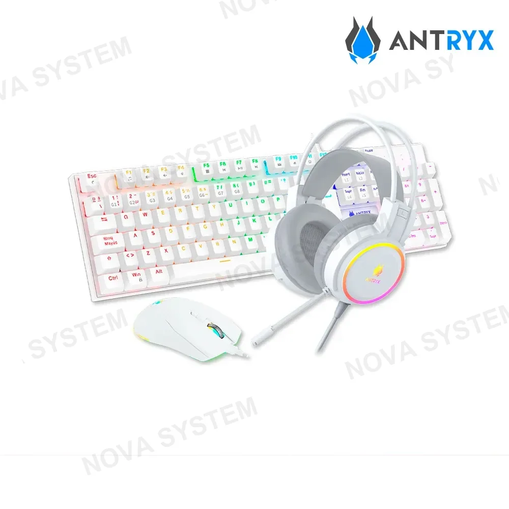 Antryx COMBO ANTRYX GAMING GC-3100 X3 SWITCH ROJO ( AGC-3100X3WRE-SP ) TECLADO+MOUSE+AUDIFONOS | BLANCO | RGB