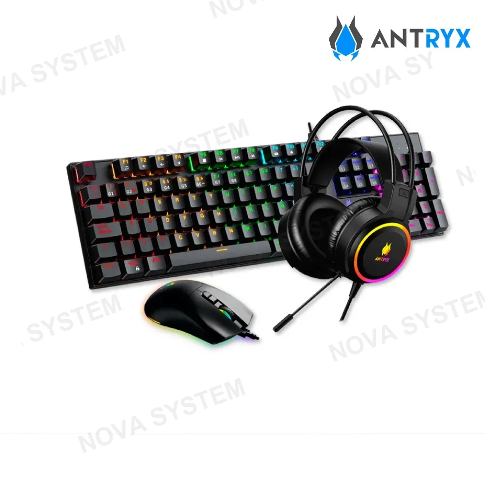 Antryx COMBO ANTRYX GAMING GC-3100 X3 SWITCH ROJO ( AGC-3100X3KRE-SP ) TECLADO+MOUSE+AUDIFONOS | NEGRO | RGB