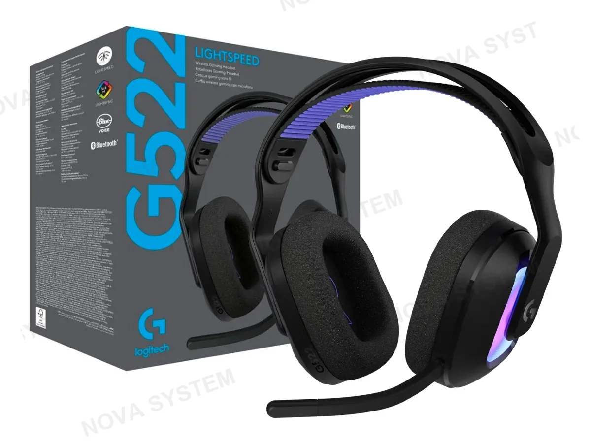 LOGITECH AURICULAR LOGITECH G522 90H GAMING (981-001543) CON MICROFONO, LIGHTSPEED/BT/CABLE USB-C LIGHTSYNC RGB, NEGRO