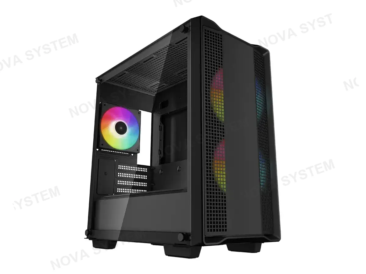 DEEPCOOL CASE DEEPCOOL CC360 ARGB S/FUENTE (R-CC360-BKAPM3-G-1) PANEL DE VIDRIO, 3 VENTILADORES, LED ARGB, NEGRO