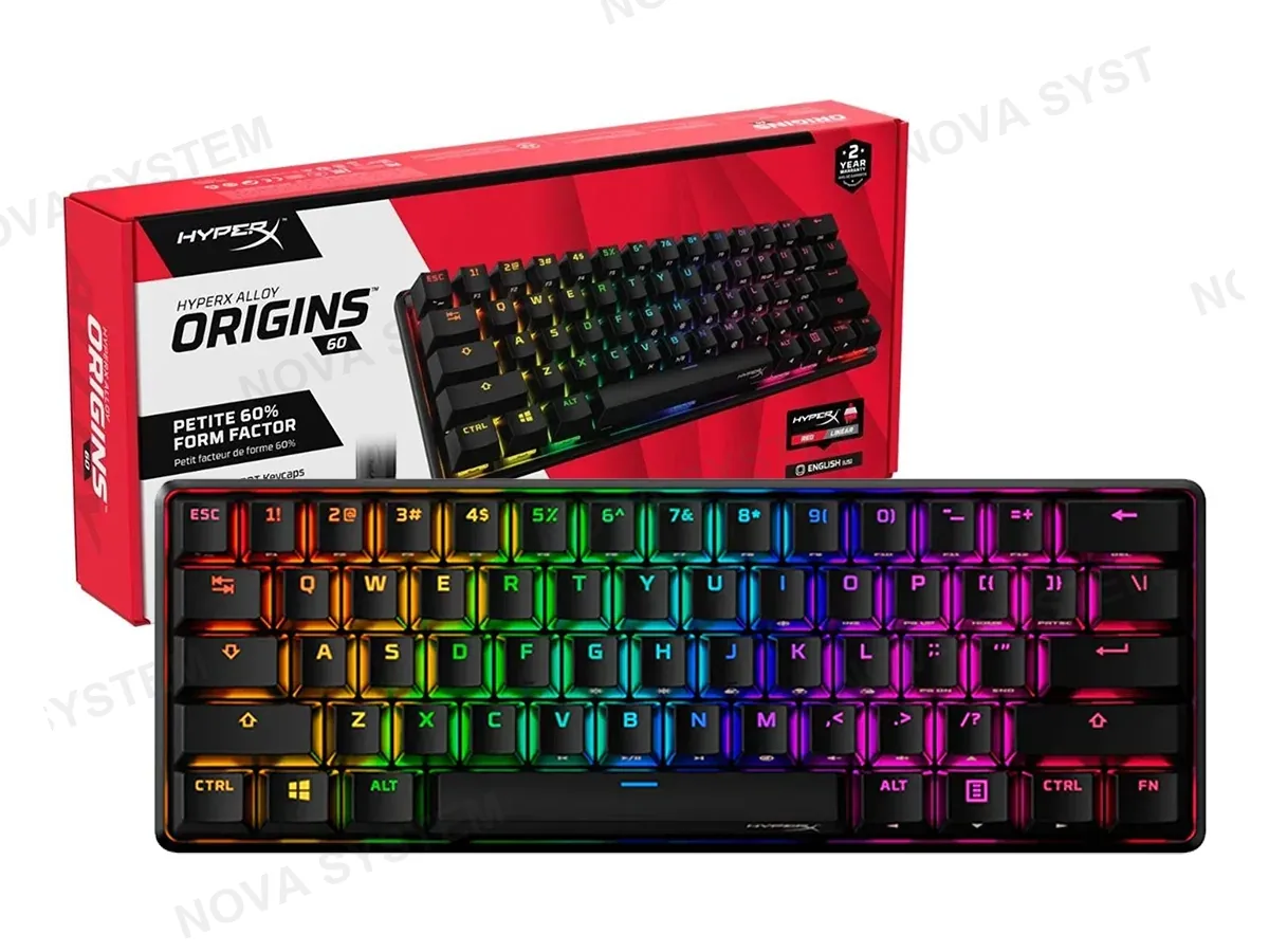 HYPERX TECLADO GAMER HYPERX ALLOY ORIGINS 60 (HX-KB7RDX-US) MECANICO, SWITCH RED, 60%