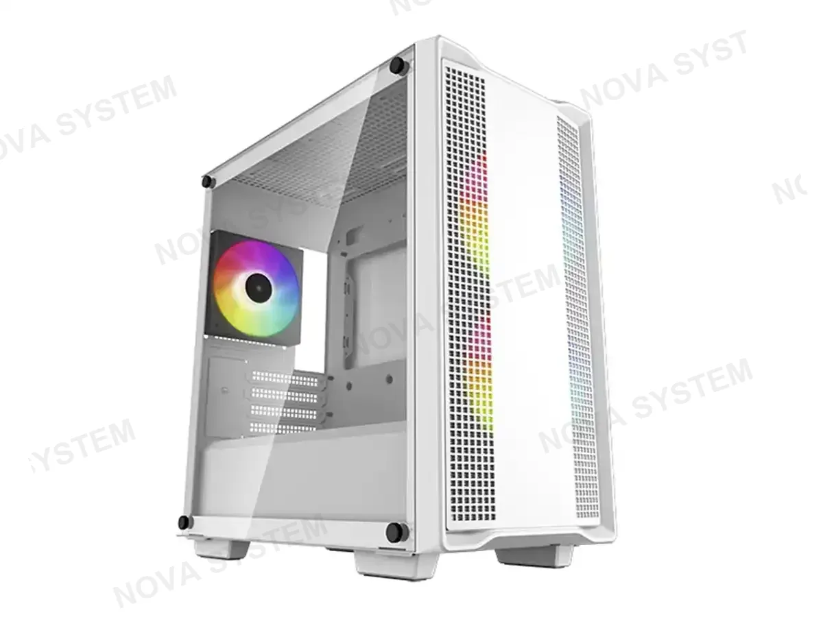 DEEPCOOL CASE DEEPCOOL MID TOWER CC360 ARGB S/FUENTE (R-CC360-WHAPM3-G-1) PANEL DE VIDRIO, LED ARGB, BLANCO