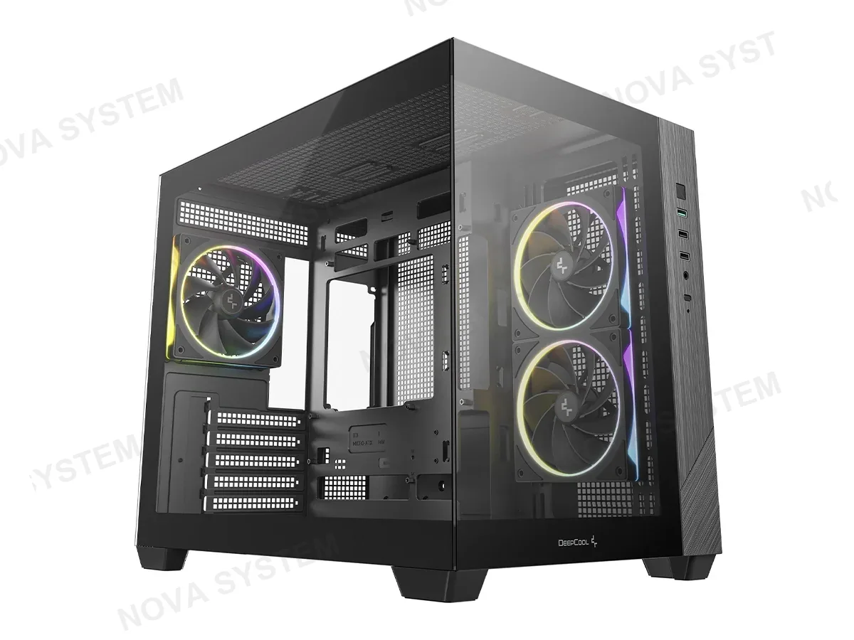 DEEPCOOL CASE DEEPCOOL CG330 3F (R-CG330-BKNGM3-G-E-3) PANELES DE VIDRIO LATERAL Y FRONTAL, 3 VENTILADORES, LED ARGB, NEGRO-34333