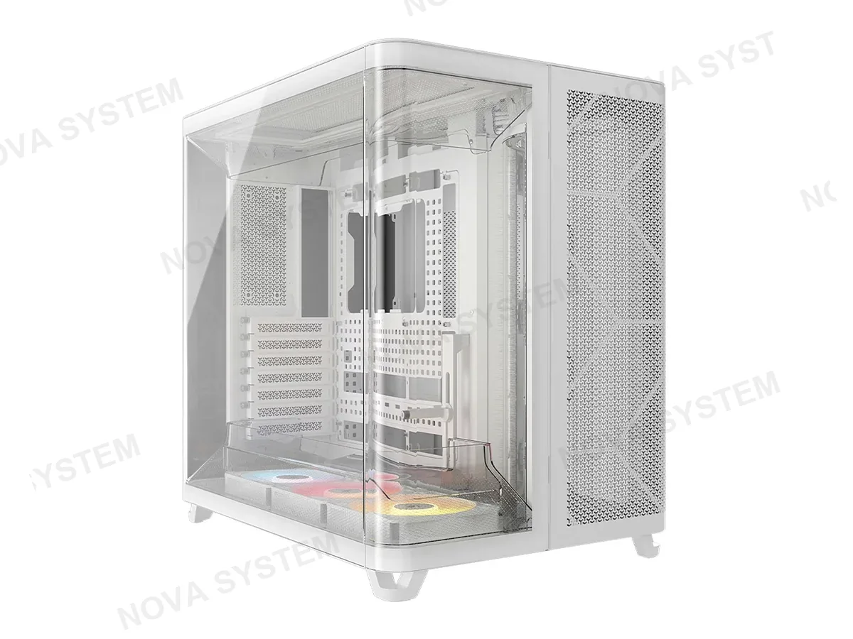 CORSAIR CASE CORSAIR AIR 5400 RS R S/FUENTE (CC-9011319-WW) PANEL DE VIDRIO, 3 VENTILADORES, LED RGB, BLANCO