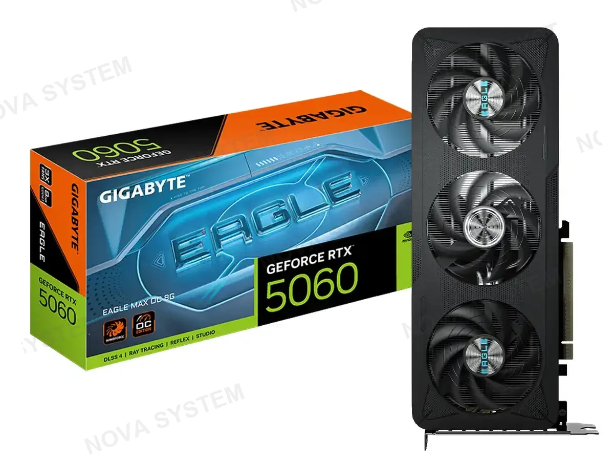 GIGABYTE TARJETA DE VIDEO GIGABYTE GEFORCE RTX 5060 8GB EAGLE MAX OC GDDR7 (GV-N5060EAGLE OC-8GD) NVIDIA 128 BITS, 3 VENTILADORES