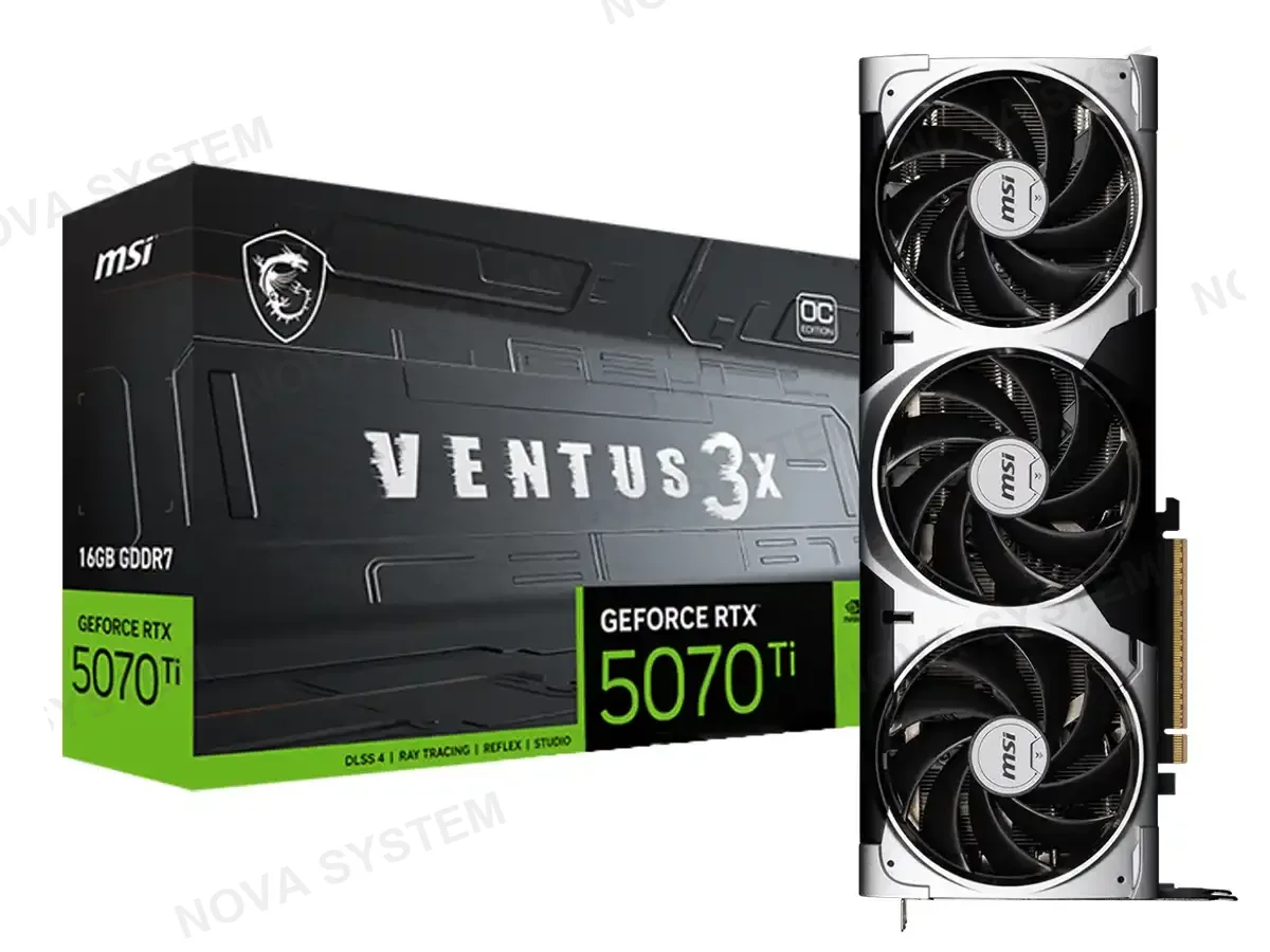 MSI TARJETA DE VIDEO MSI GEFORCE RTX 5070 TI VENTUS 3X OC 16GB GDDR7 (RTX-5070T16GBVENTUS3X) NVIDIA 256 BITS, 3 VENTILADORES
