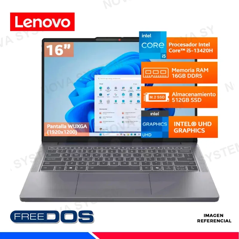 LAPTOP Lenovo IdeaPad Slim 3 16IRH10, Intel Core i5-13420H, 16GB DDR5, SSD 512GB, 16" WUXGA