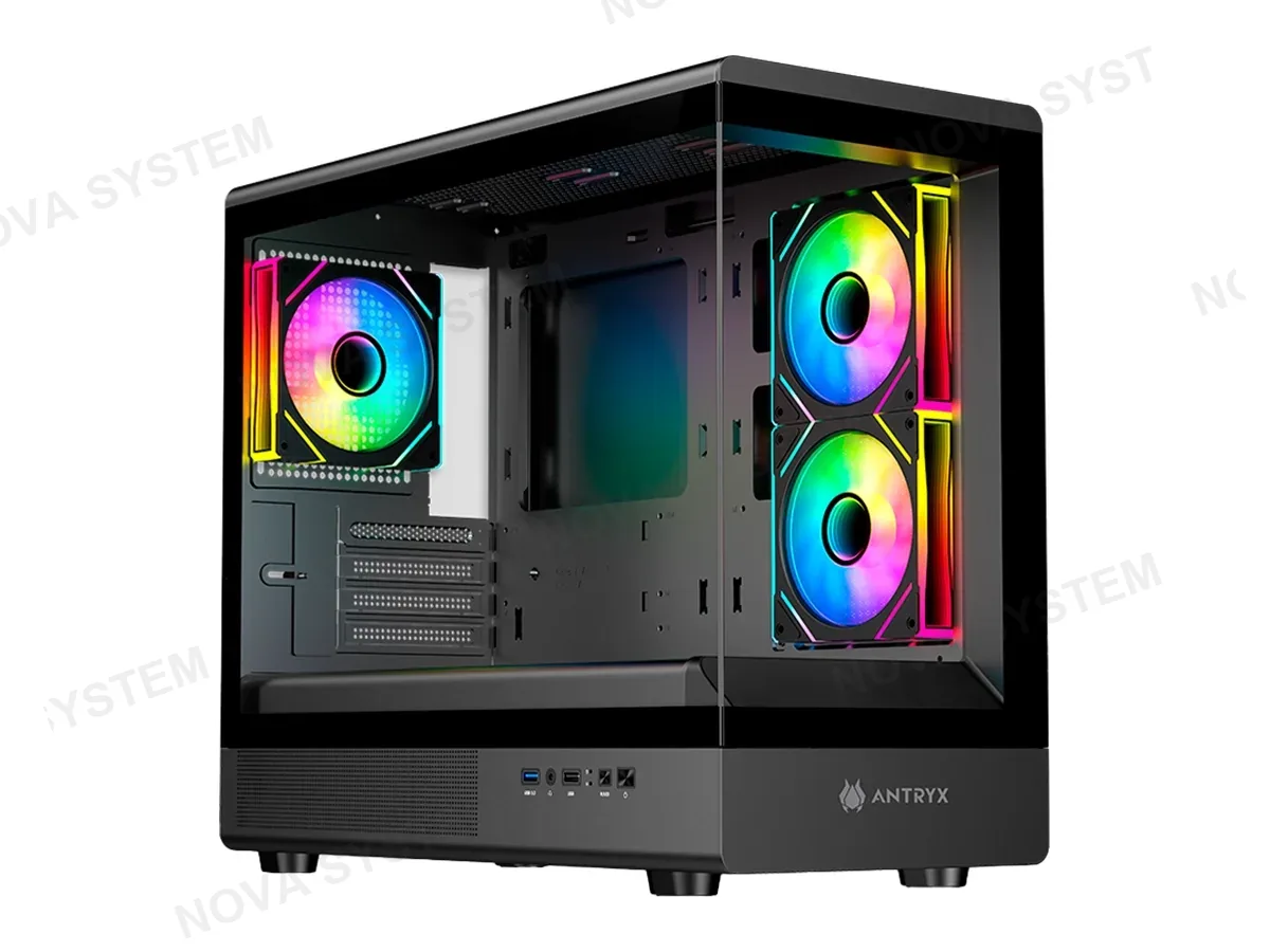 ANTRYX CASE ANTRYX FX 630M BLACK (AC-FX630MK) PANELES DE VIDRIO, 3 VENTILADORES, LED ARGB, NEGRO