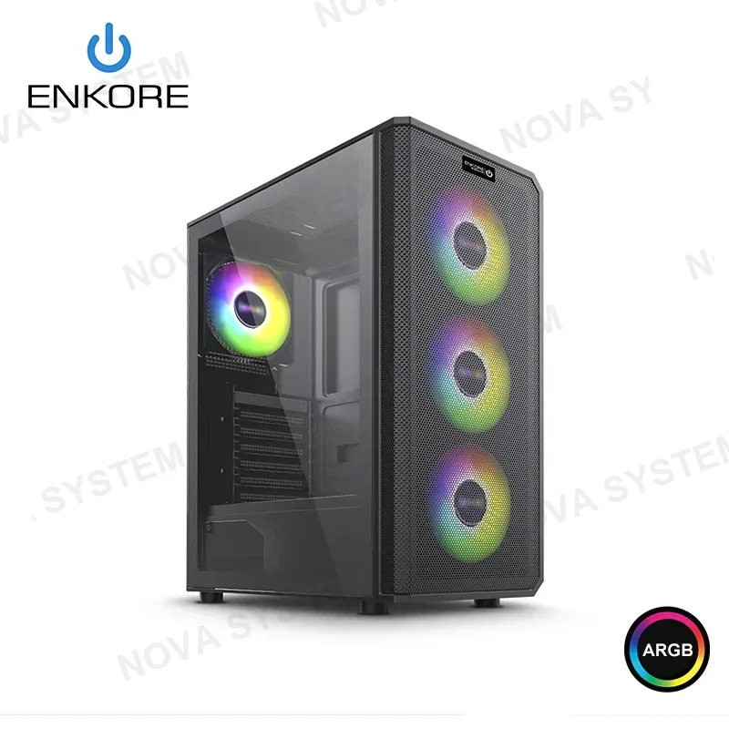 ENKORE CASE ENKORE FANTECH 5013-4 BLACK ARGB SIN FUENTE VIDRIO TEMPLADO MID TOWER COMPUTERSHOP