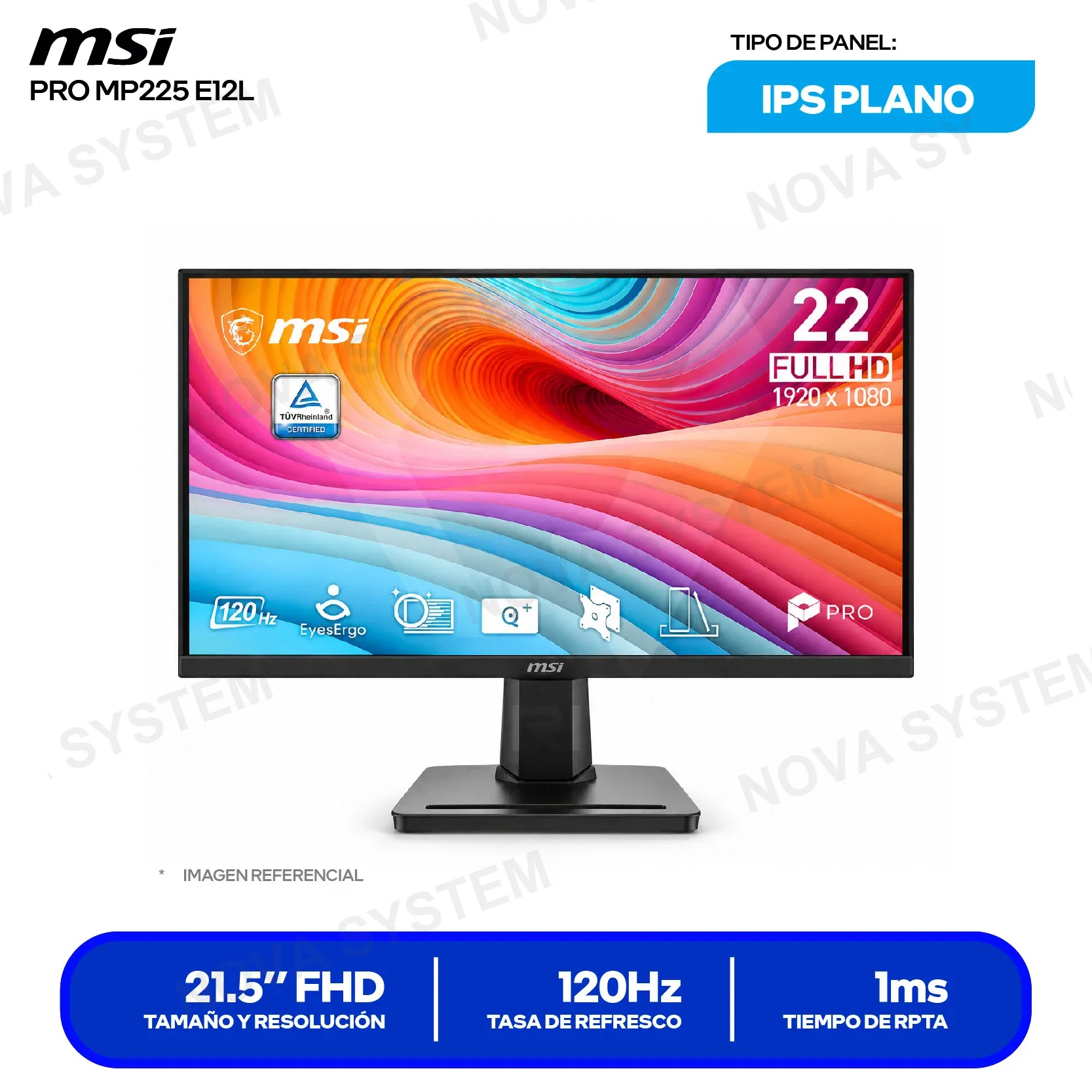MSI PRO MP225 E12L MONITOR MSI PRO MP225 E12L 21.5”IPS FHD | 120HZ | 1M...