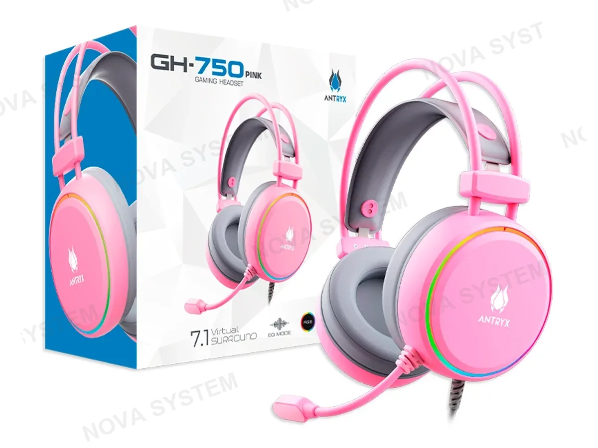 ANTRYX AURICULAR ANTRYX GH-750 PINK 7.1 VIRTUAL SURROUND, RGB, USB
