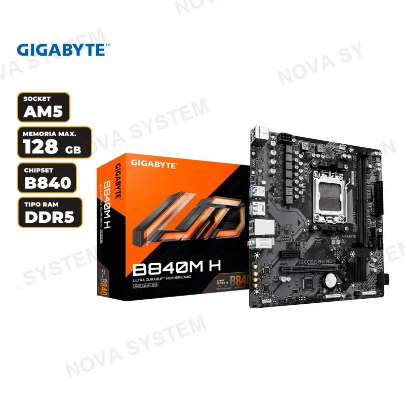 PLACA MADRE GIGABYTE ULTRA DURABLE B840M H AMD AM5 DDR5 (PN: 9MB84MH-00-G10)