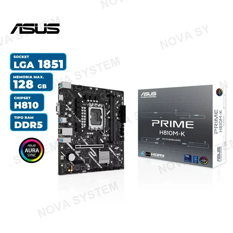 PLACA MADRE ASUS PRIME H810M-K INTEL LGA1851 DDR5 (PN: 90MB1N10-M0EAY0)