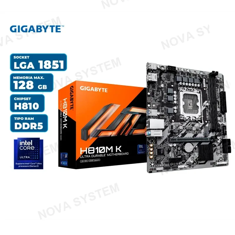 PLACA MADRE GIGABYTE ULTRA DURABLE H810M K INTEL LGA1851 DDR5 (PN: 9MH810MK-00-G10)