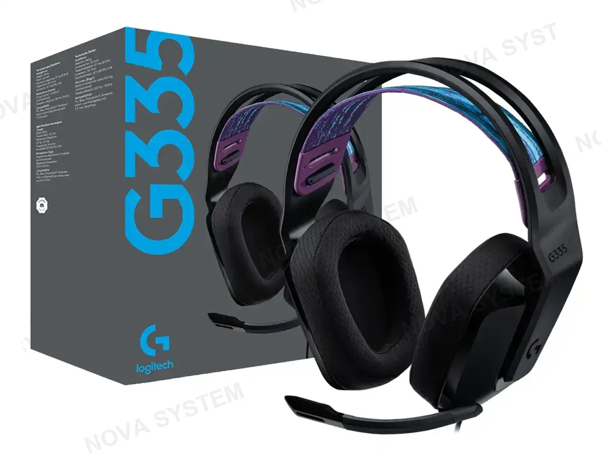 LOGITECH AURICULAR LOGITECH G335 GAMING (981-000977) CON MICROFONO, INTERFAZ JACK 3.5MM, NEGRO