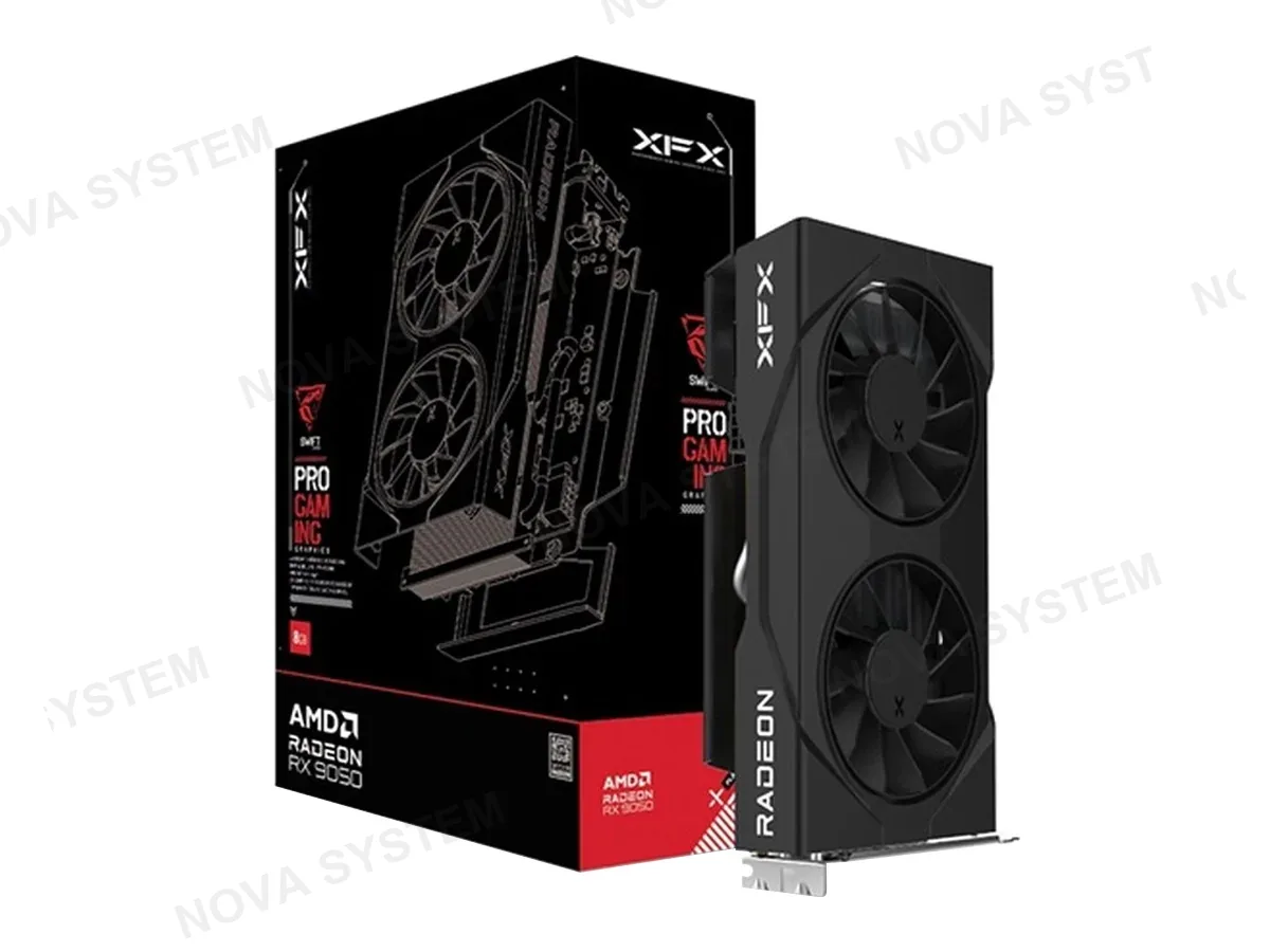 XFX TARJETA DE VIDEO XFX RX 9050 GAMING EDITION 8GB 128 BIT PCI 5.0 GDDR6, (RX-95SWFT8BE) NEGRO, 2 VENTILADORES