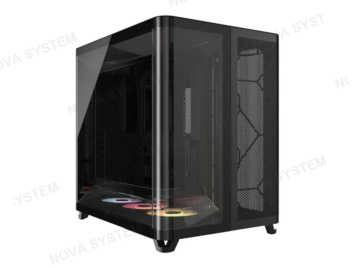 CORSAIR CASE CORSAIR AIR 5400 RS R S/FUENTE (CC-9011318-WW) PANEL DE VIDRIO, 3 VENTILADORES, LED RGB, NEGRO