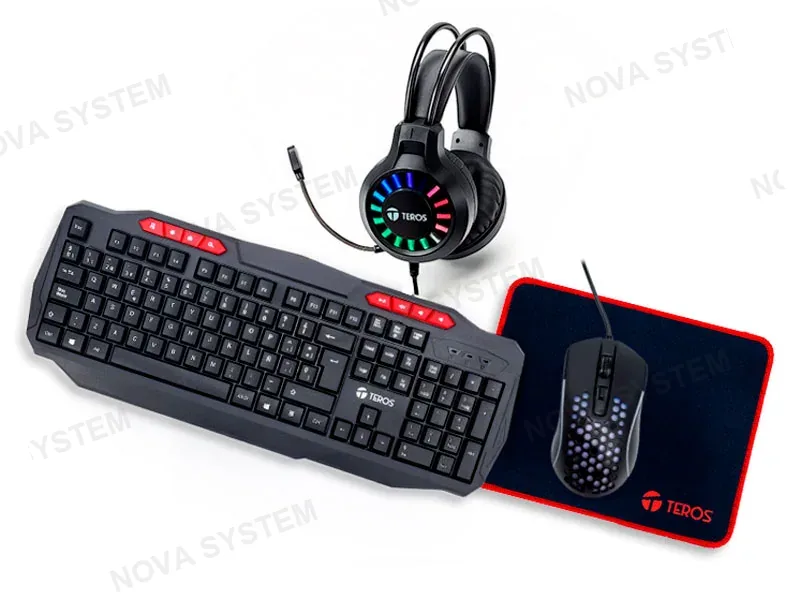 TEROS COMBO TEROS TECLADO Y MOUSE + AUDIFONO Y PAD MOUSE TE-5014S