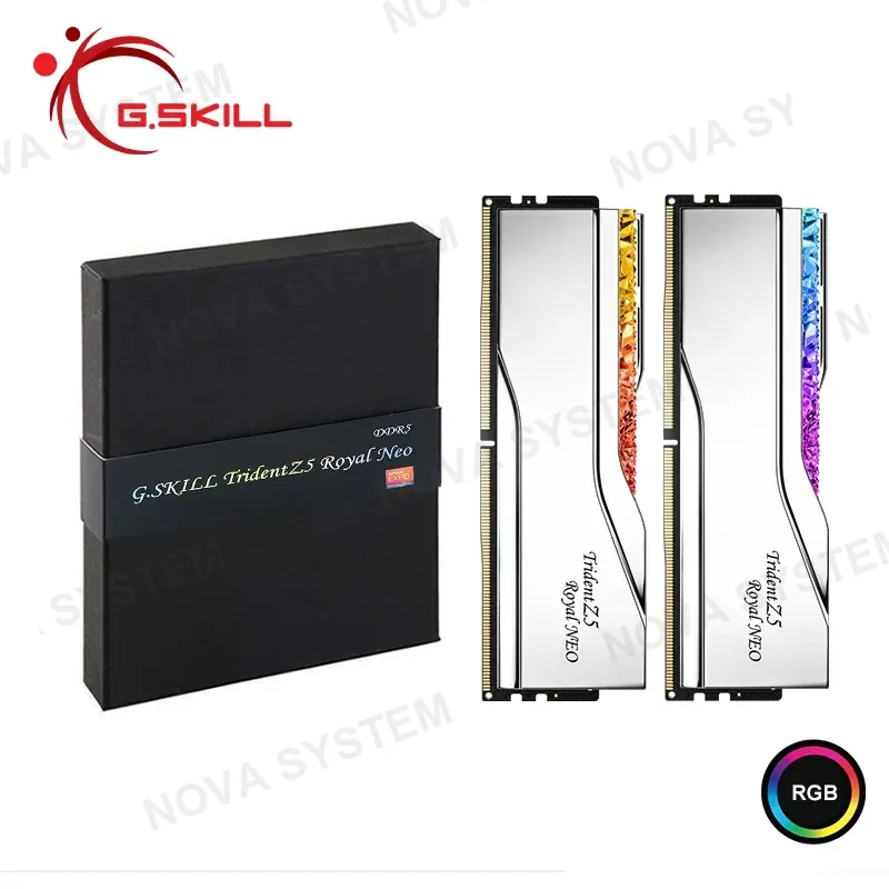 MEMORIA 96GB (48GBx2) DDR5 G.SKILL TRIDENT Z5 ROYAL NEO SILVER RGB AMD EXPO BUS 6000MHZ