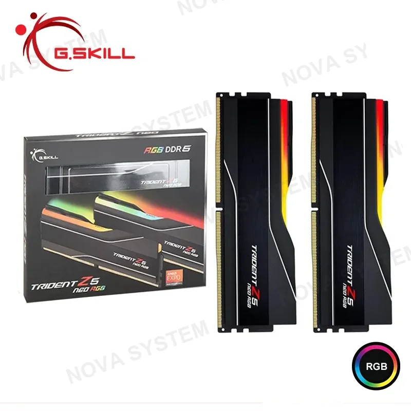 MEMORIA 64GB (32GBx2) DDR5 G.SKILL TRIDENT Z5 NEO RGB BLACK AMD EXPO BUS 6000MHZ (PN:F5-6000J3040G32GX2-TZ5NR)