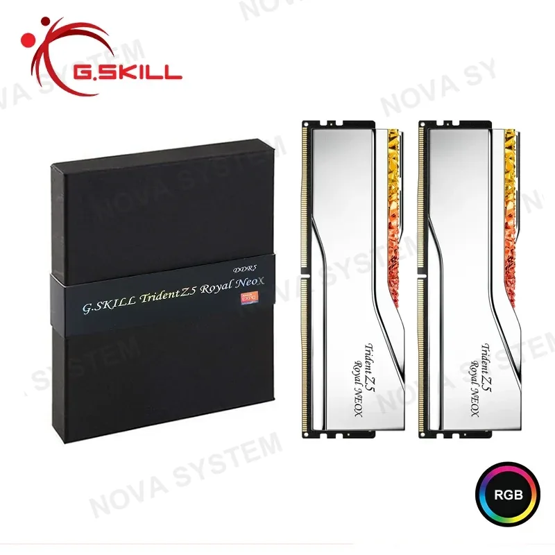 MEMORIA 32GB (16GBx2) DDR5 G.SKILL TRIDENT Z5 ROYAL NEOX SILVER RGB AMD EXPO BUS 6000MHZ COMPUTERSHOP