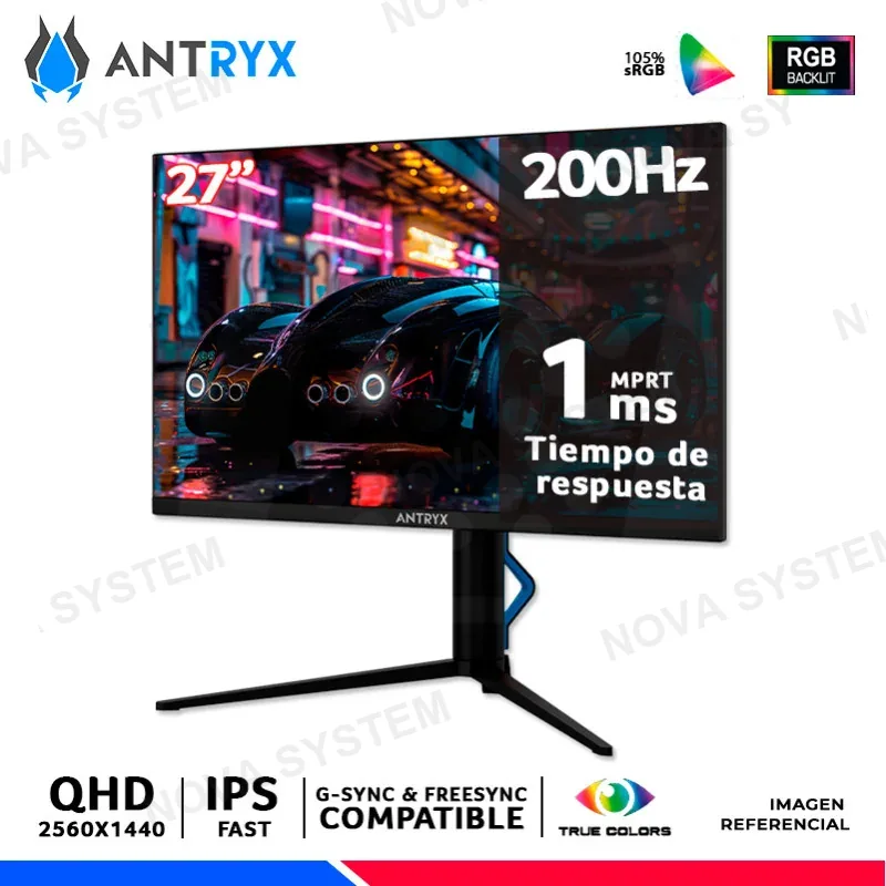 ANTRYX MONITOR GAMING ANTRYX XTREME VISION IPX2735Q, 27" 2K QHD, 200Hz, 1ms. Compatible G-Sync, FreeSync