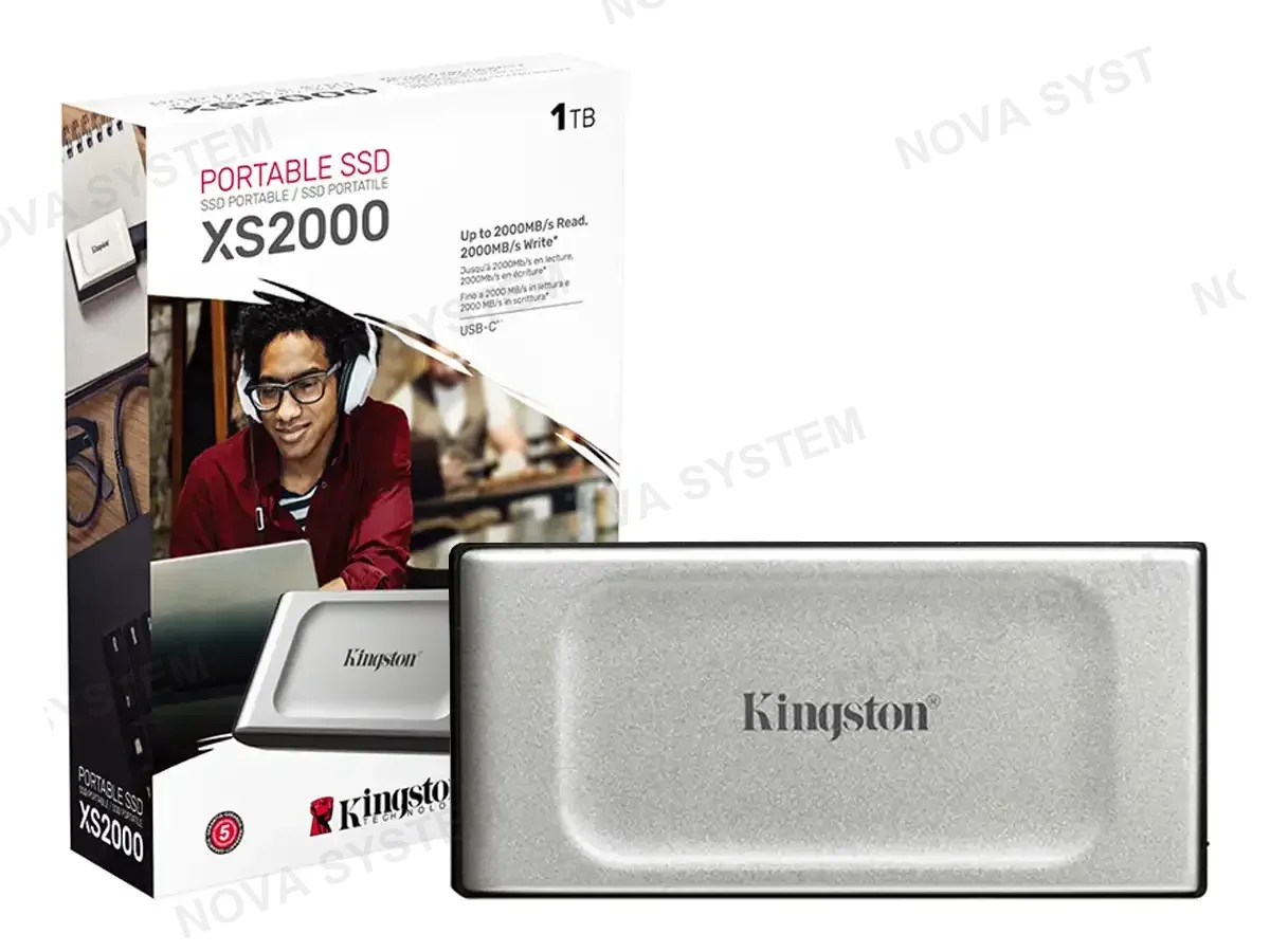 KINGSTON DISCO DURO EXTERNO KINGSTON 1TB SSD XS2000 (SXS2000/1000G) UNIDAD DE ALMACENAMIENTO PORTABLE, USB 3.2, PLATA
