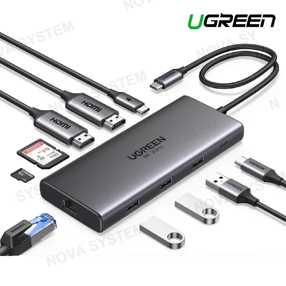 UGREEN 10IN1 HDMI 8K@30HZ/4K@60HZ USBA/C UGREEN ( 15534 ) SD/TF/ETHERNET 1000MBPS